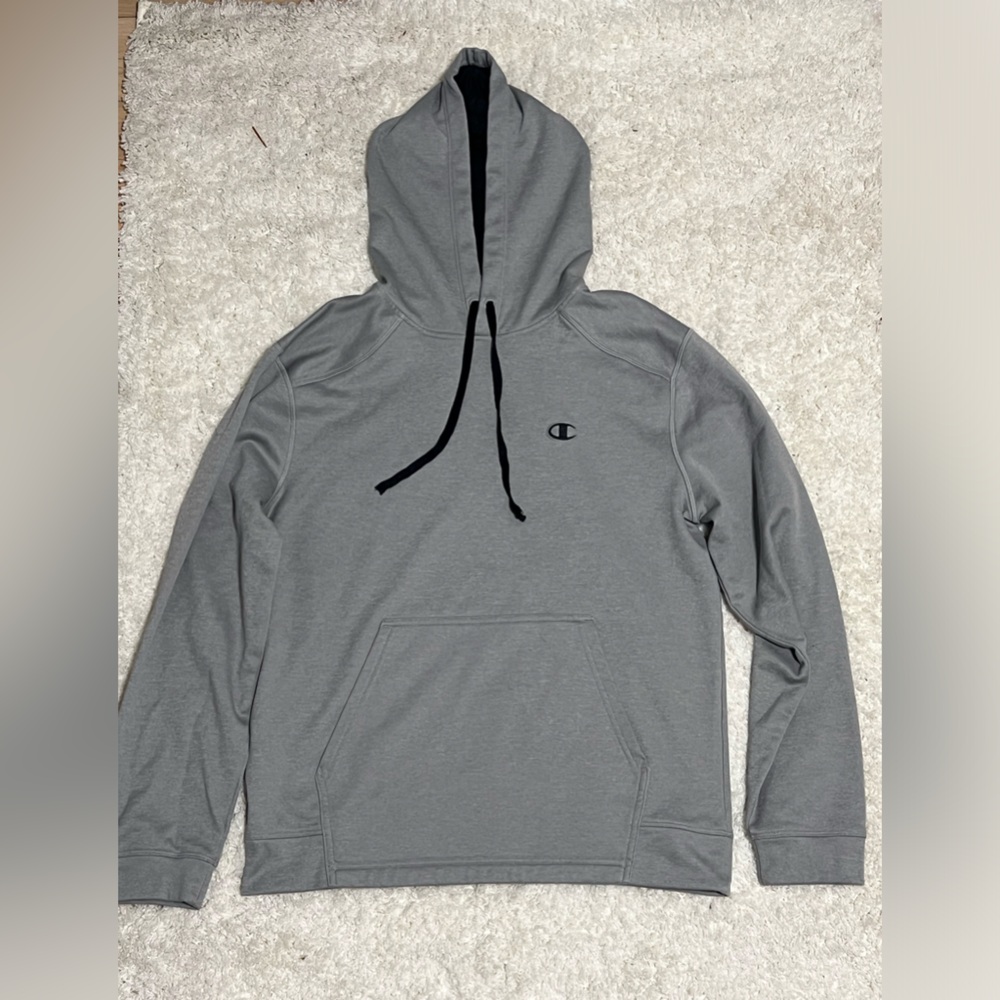 Champion Men's Powerblend Fleece Hoodie, C Logo on sleeve Medium